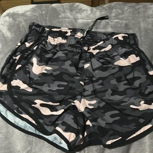 pink/black camo athletic shorts